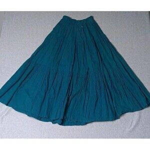 Vintage Desert West Maxi Hoop Skirt Womens One Size Blue Tiered Pleated
